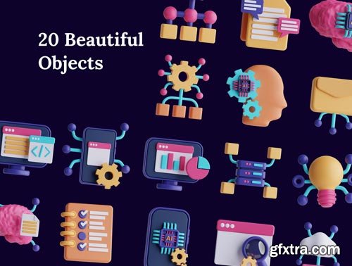 Machine Learning 3D Icon Set Ui8.net