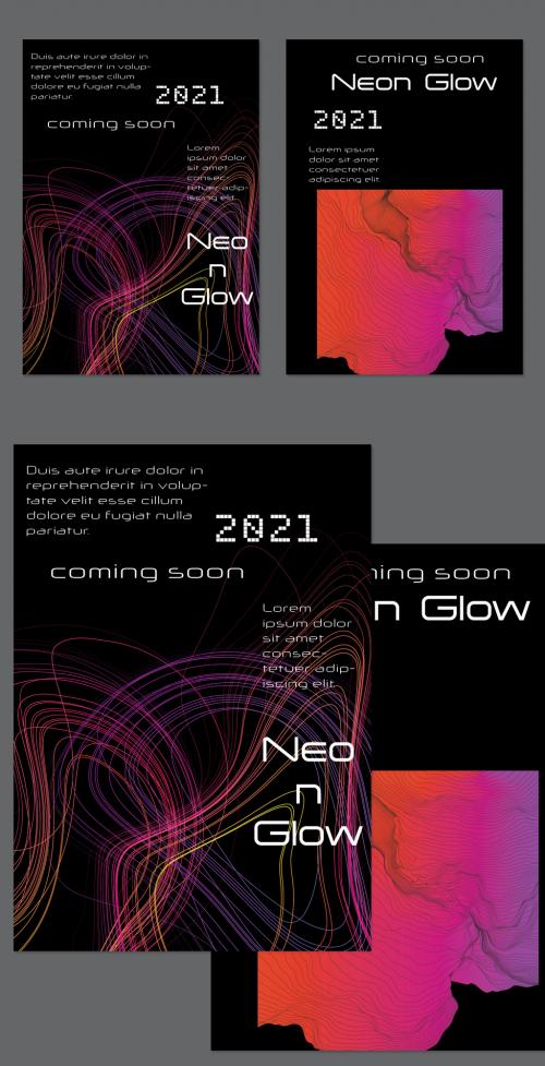 Flyer Layout with Bright Gradient Terranion Shape and Glow Net 566375613