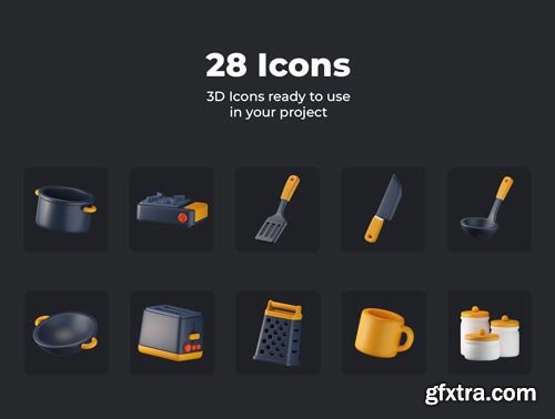 Kitchen Tools 3D Icons Ui8.net