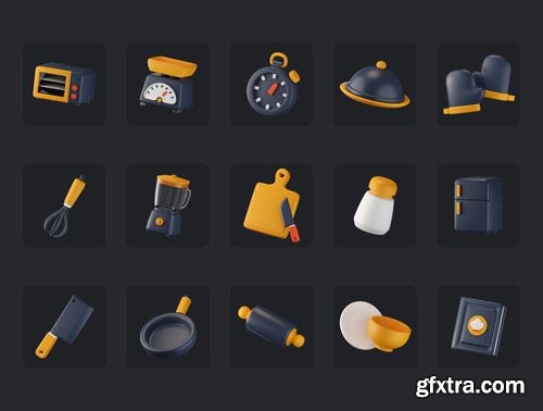 Kitchen Tools 3D Icons Ui8.net