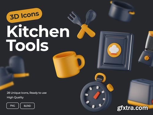 Kitchen Tools 3D Icons Ui8.net