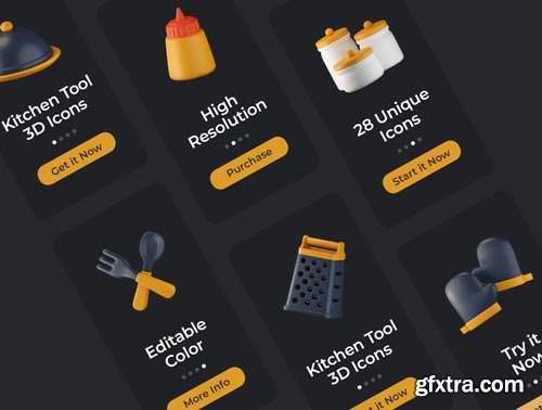 Kitchen Tools 3D Icons Ui8.net