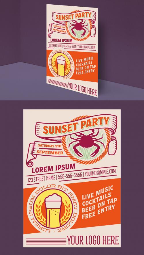 Vintage Cocktail Party Poster Layout 566575583