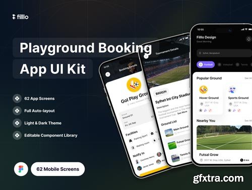 Filllo Playground Booking App UI Kit Ui8.net