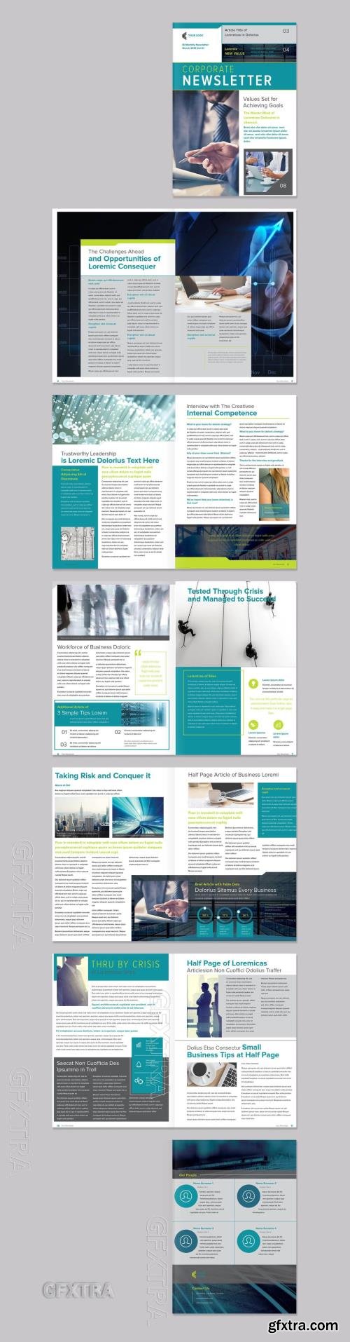 Newsletter Layout with Turquoise Accents 220996950