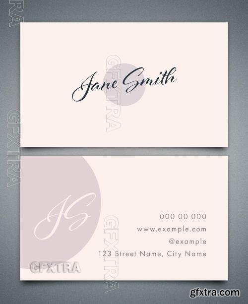 Business Card Layout with Pink Accents 220291884