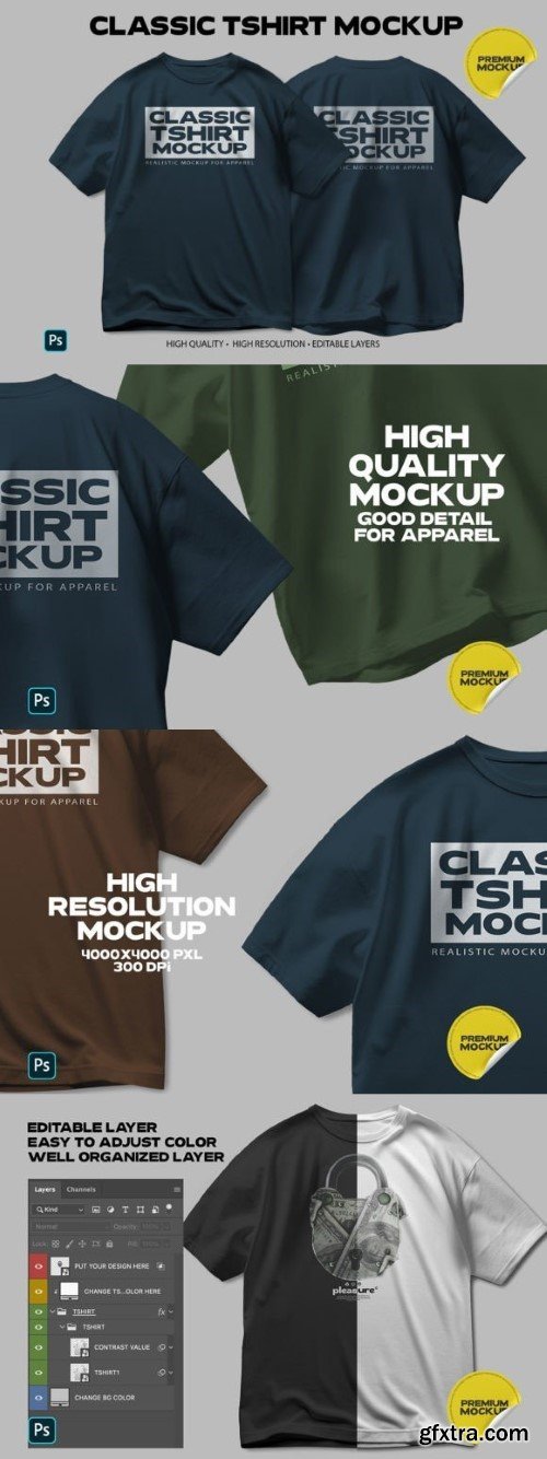 Realistic Classic T-Shirt Mockup