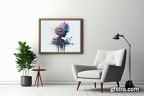 Mockup Poster Frame Minimalist Interior Background HUX6P54