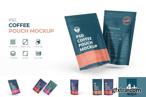 Glossy Coffee Pouch Packaging Mockup Zipper Bag E48ZUEG