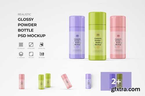 Glossy Finish Plastic Powder Bottle PSD Mockup GRBNQG9