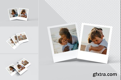 Realistic Polaroid photo frame mockup ZB5L76T