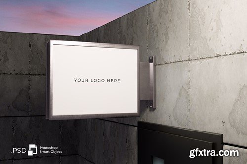 Signboard Wall Logo Mockup BHAEFVU