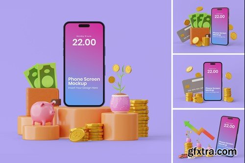 Phone Mockup Finance Scene Z8TUKYD