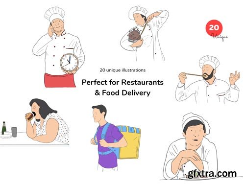 Culi Restaurant/ Delivery Illustration Pack Ui8.net