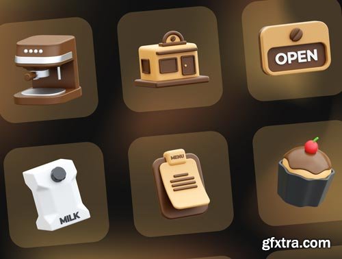 Coffee 3D Icons Ui8.net