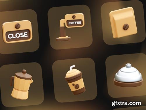 Coffee 3D Icons Ui8.net