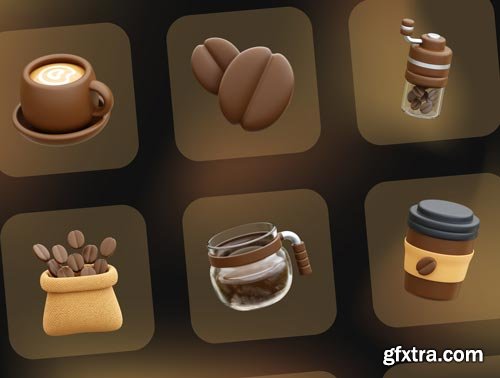 Coffee 3D Icons Ui8.net