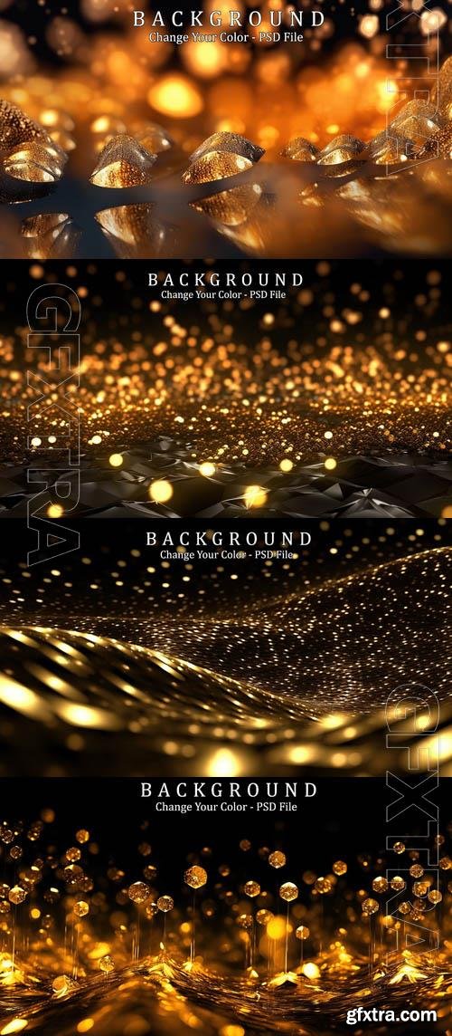 PSD abstract golden lights on black background