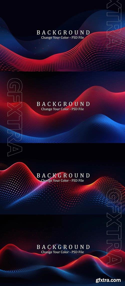 PSD abstract blue and red dynamic wavy