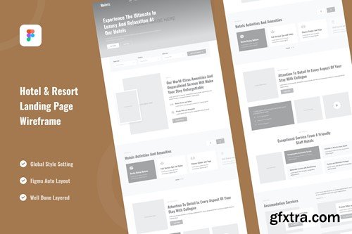 Hotel & Resort Landing Page Website Wireframe CN3WDPR