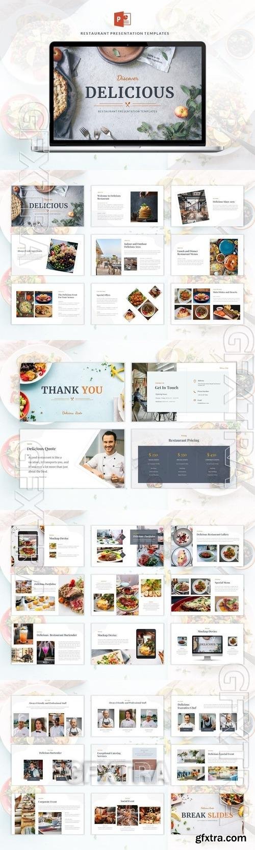 Delicious - Restaurant PowerPoint Template K8CFBAM