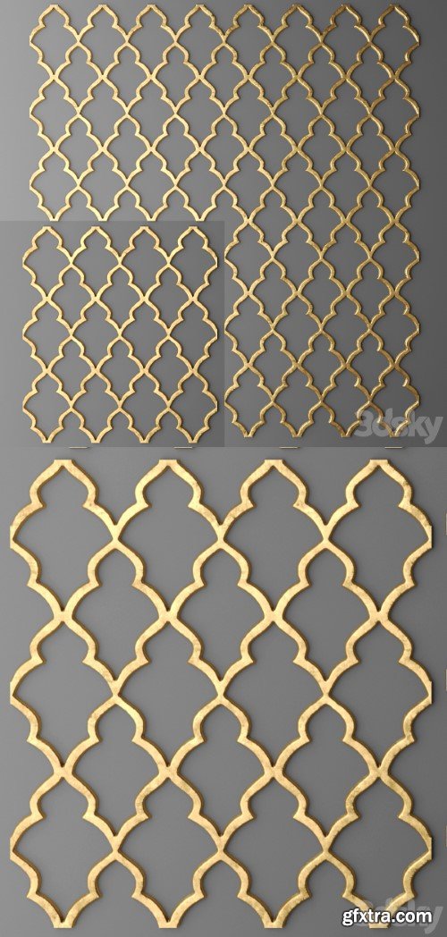 Lattice, panel, luxury, wall decor, golden