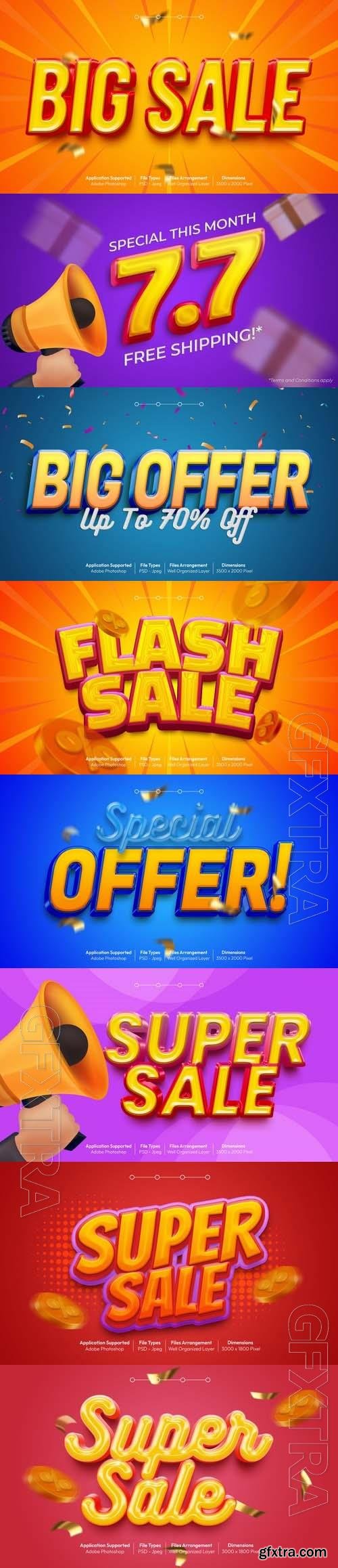 PSD super sale 3d modern with 3d font style