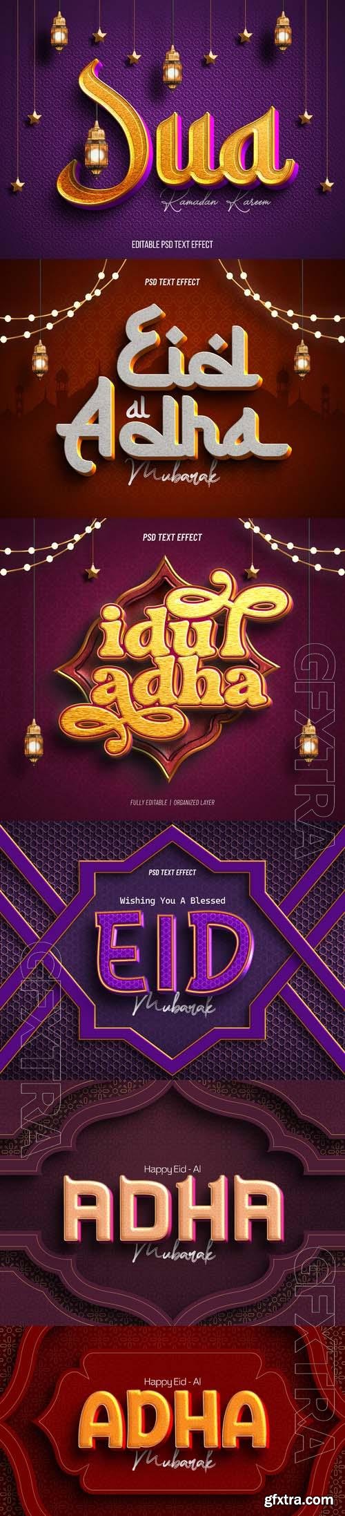 PSD eid al adha mubarak text effect