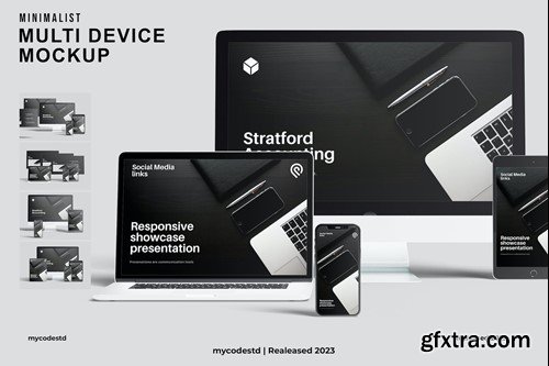 Multi devices responsive website mockup 8ZR9BRX