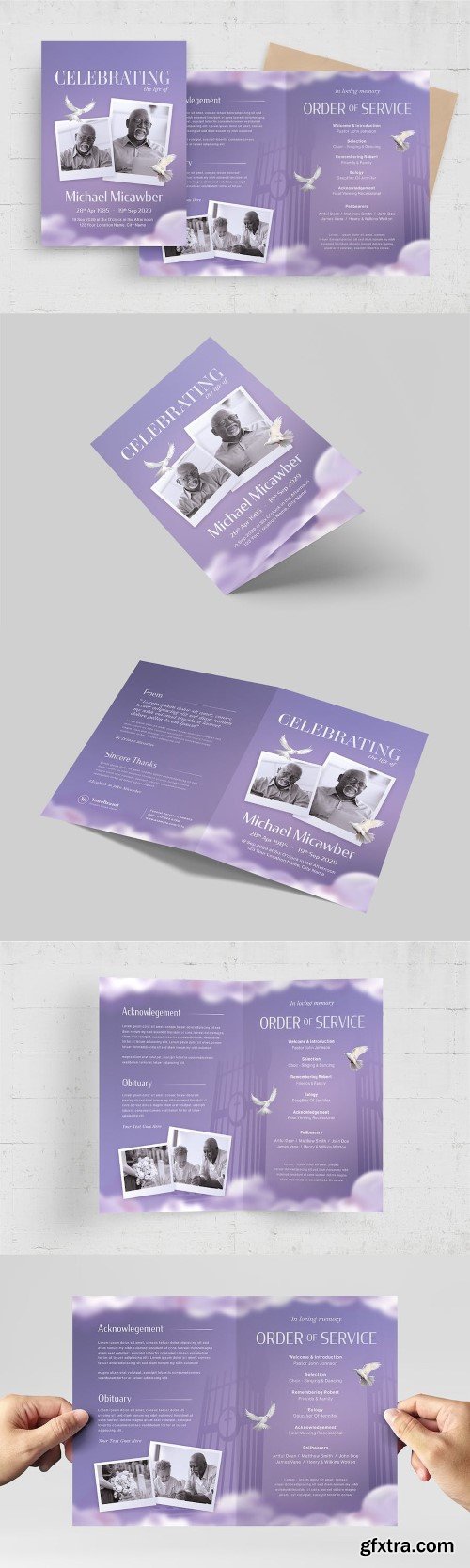 Purple Funeral Program Template