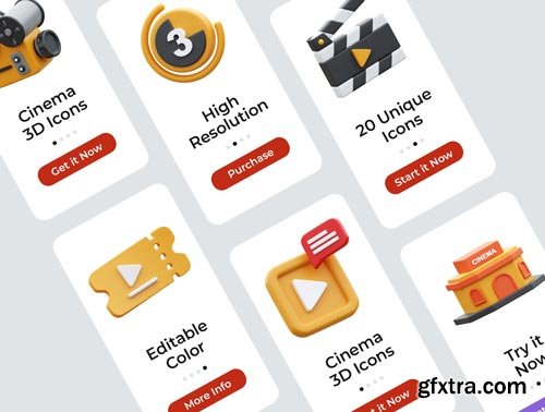 Cinema 3D Icons Ui8.net