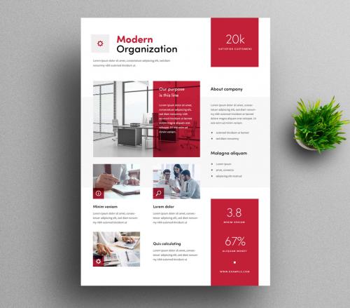 Red Corporate Flyer for Business with Photo Placeholders 487567777