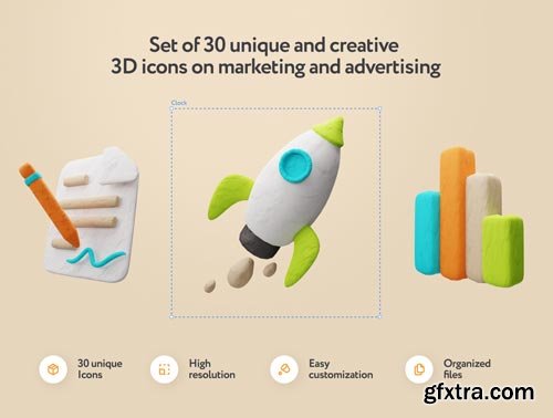 Clayfy Marketing 3D Icons Ui8.net