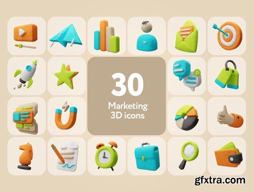 Clayfy Marketing 3D Icons Ui8.net