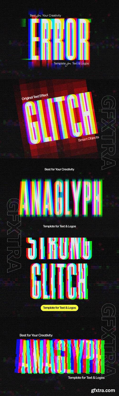 PSD error, anaglyph, hacker, strong, vibrant, glitch text effect