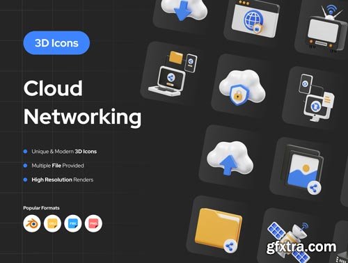 Cloud Networking 3D Icon Ui8.net