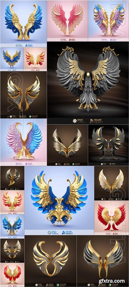 Angel wings set in psd