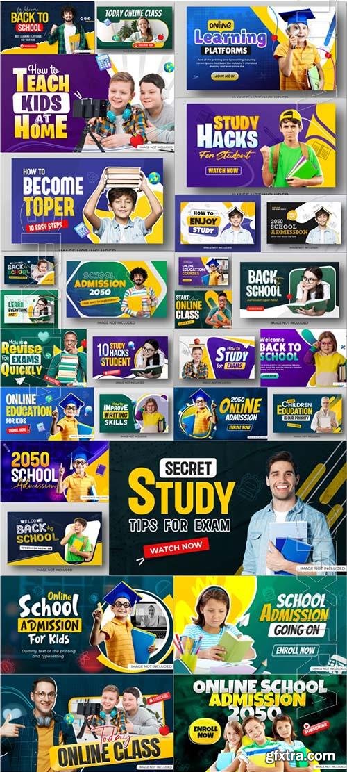 29 Psd School education admission web banner template set