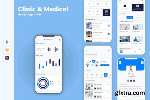 Clinic &amp; Medical Mobile App UI Kit SDDWRHU