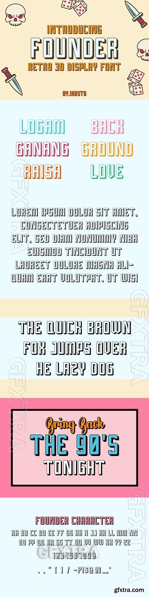 Founder Retro 3D Display Font 3NVQLED