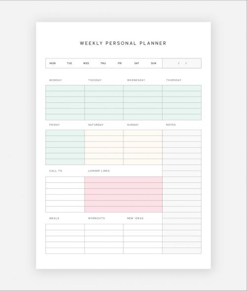 Weekly Personal Planner With Pastel Accent 593559578