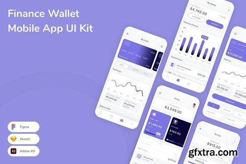 Finance Wallet Mobile App UI Kit KJWVBCR