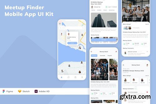 Meetup Finder Mobile App UI Kit 8ENP7BZ