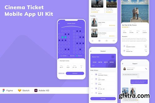 Cinema Ticket Mobile App UI Kit BDA84MH