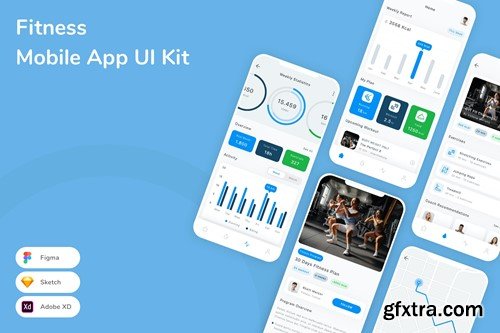 Fitness Mobile App UI Kit F49AHZU