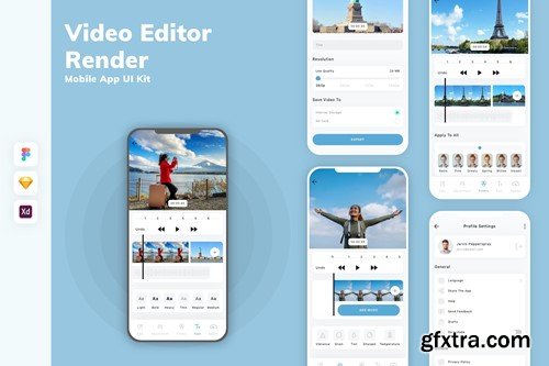 Video Editor & Render Mobile App UI Kit S9M9NXW