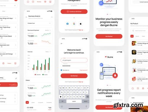 Buzne - Business Management Mobile App UI Kit Ui8.net