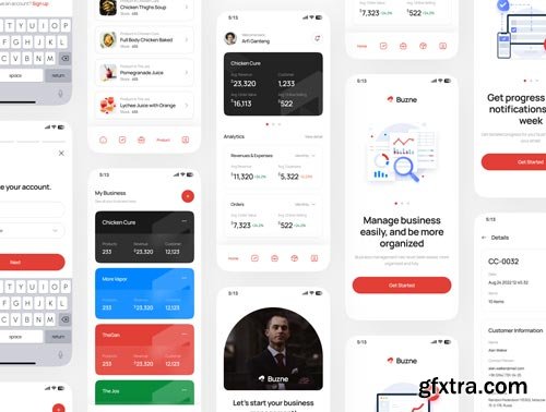 Buzne - Business Management Mobile App UI Kit Ui8.net