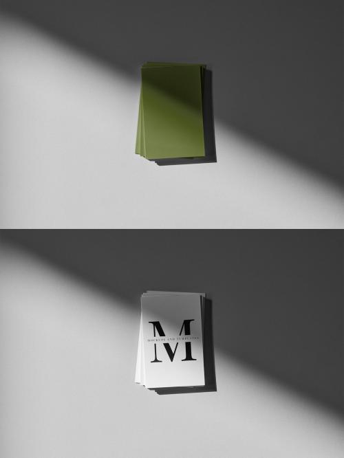 Stack of Vertical Business Card Mockup With a Beautiful Shadow 553977051
