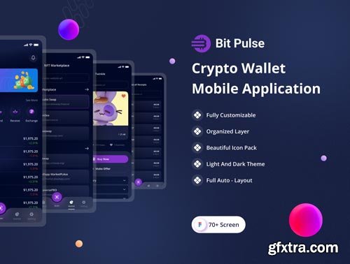 Bit Pulse Crypto Wallet Mobile App UI Kit Ui8.net